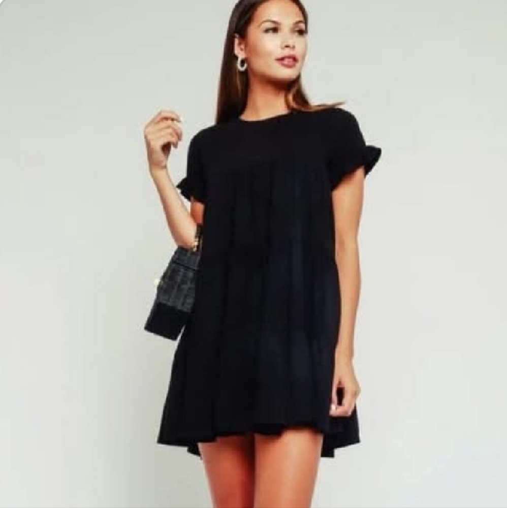 NWT, Small, Black Tiered Mini Dress, Gameday